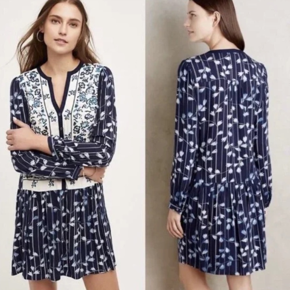 Anthropologie Tiny Semele Embroidered Shirt Dress Size L